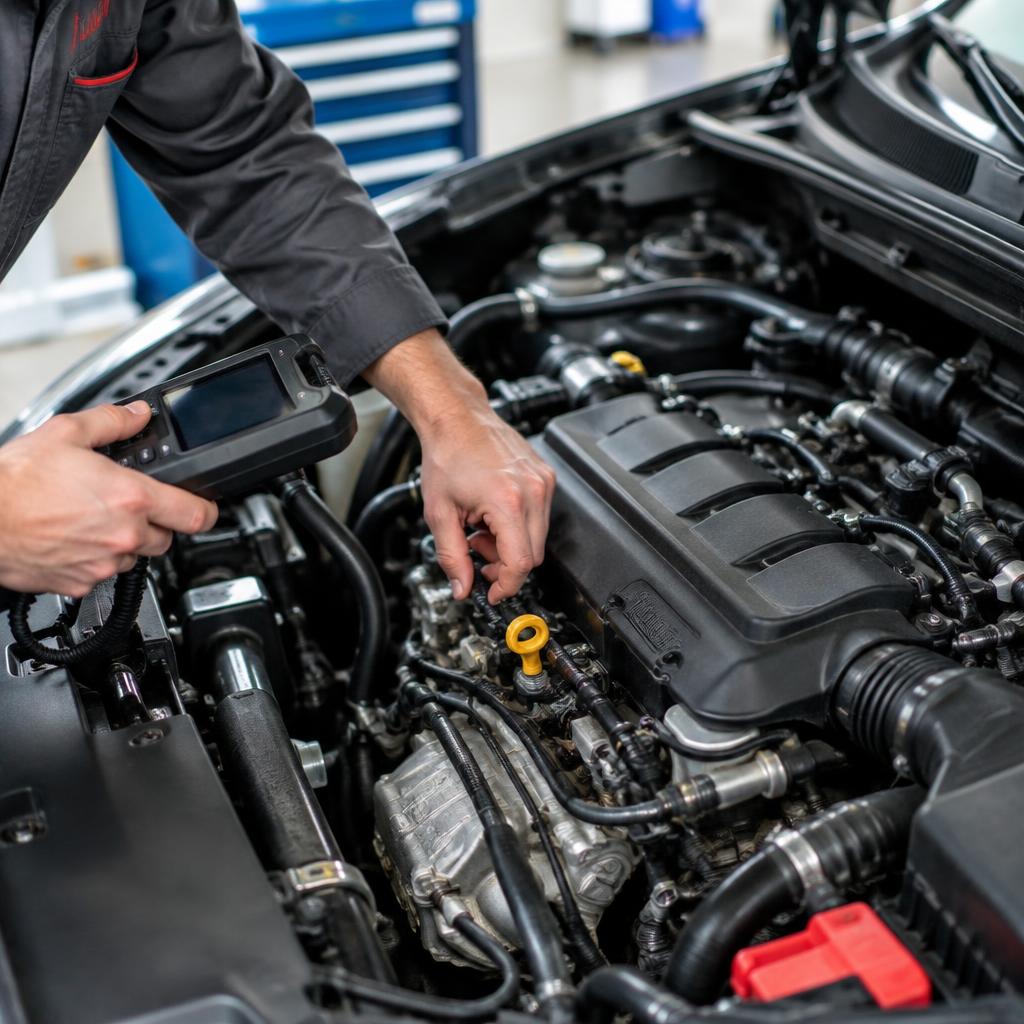 Imagem ilustrativa de avaliação do motor com equipamento de diagnóstico